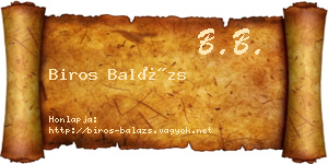 Biros Balázs névjegykártya